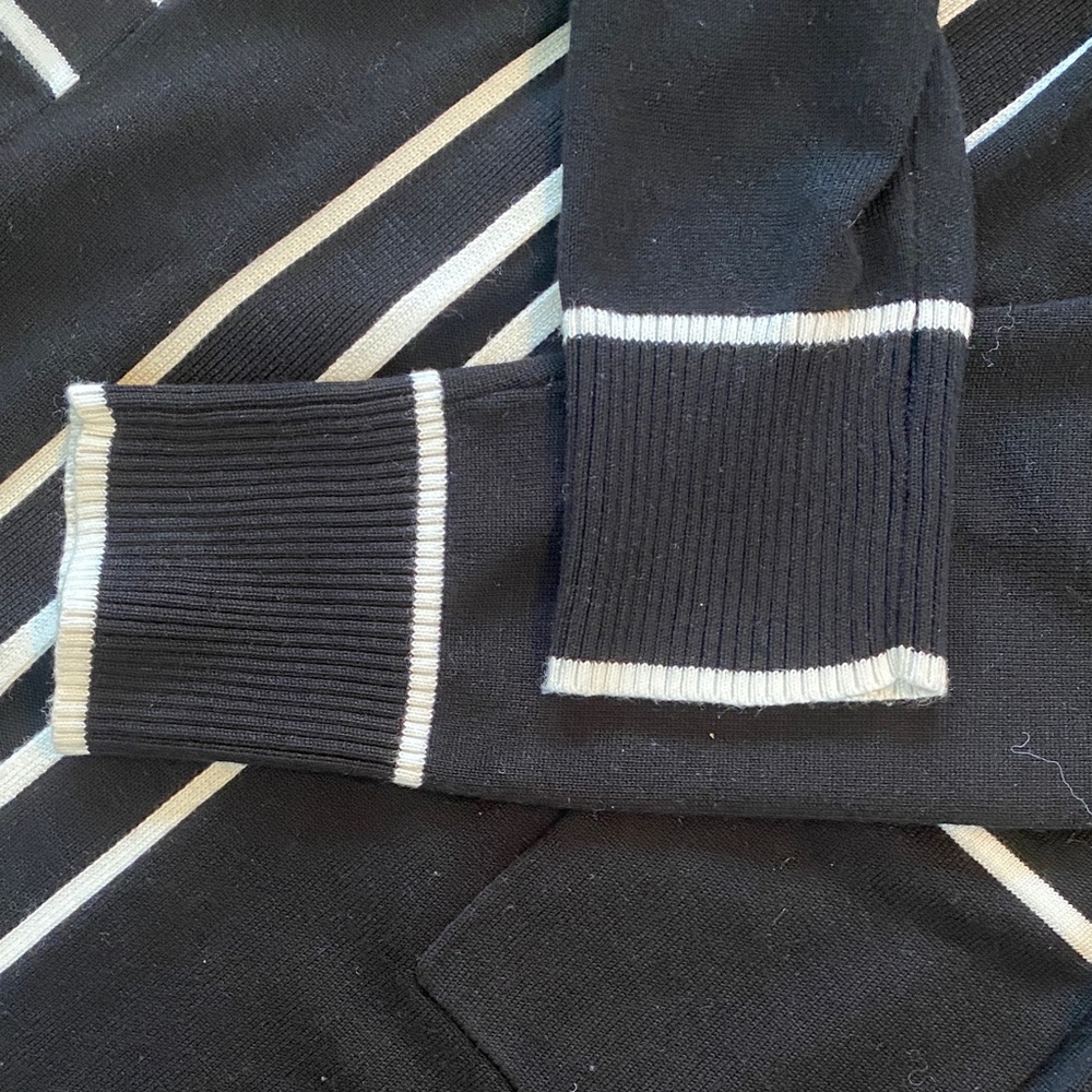 Black Long Cardigan with White Trim - Picture 5 of 5